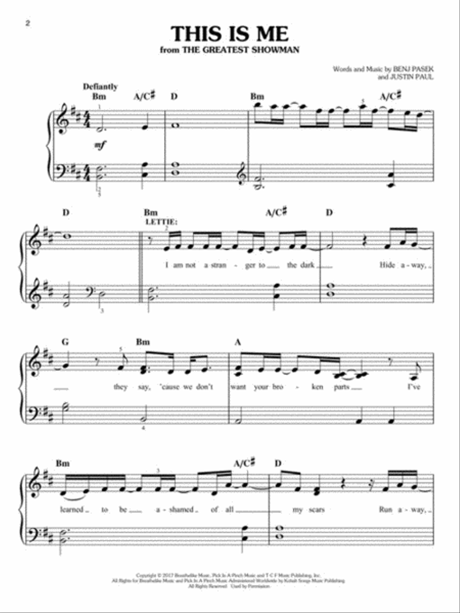 This Is Me (from The Greatest Showman) Easy Piano scores gallery preview page 2