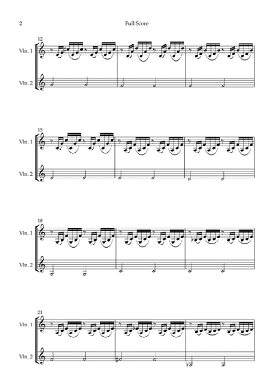 Prelude 1 in C Major BWV 846 (from Well-Tempered Clavier Book 1) for Violin Duo String Duet scores gallery preview page 2