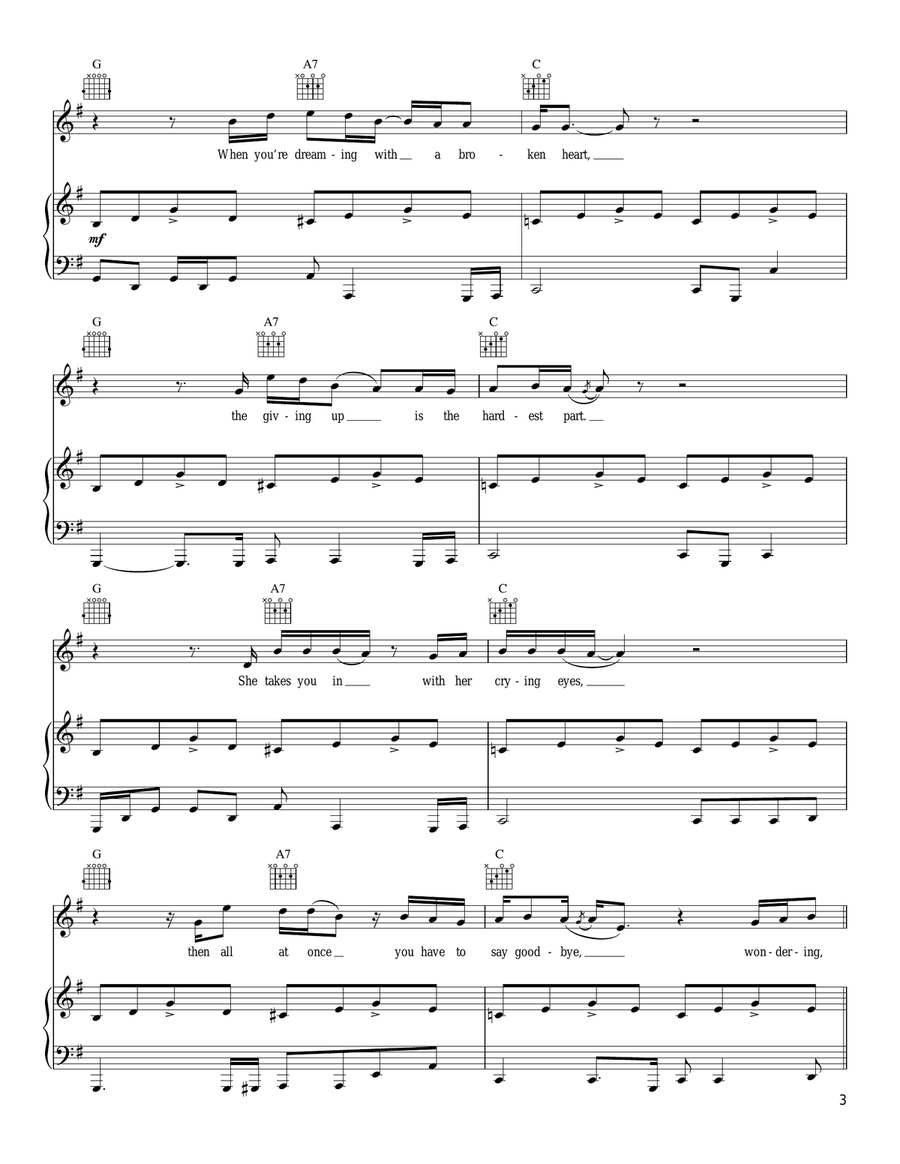 Dreaming With A Broken Heart Piano, Vocal, Guitar scores gallery preview page 3