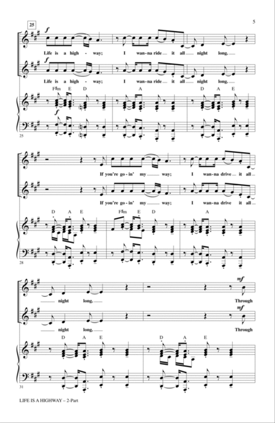 Life Is A Highway (from Cars) (arr. Alan Billingsley) 2-Part scores gallery preview page 4