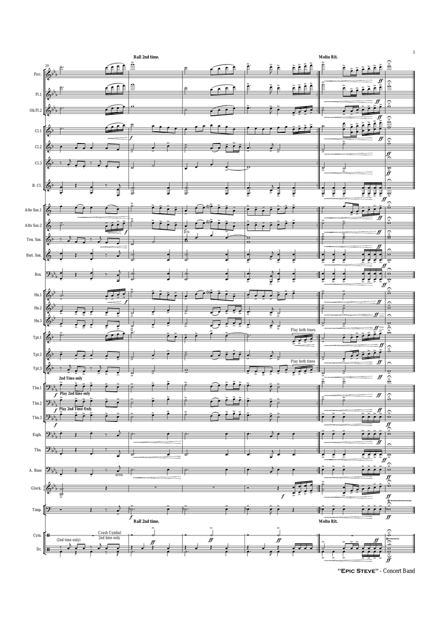 Epic Steve - Concert Band Score and Parts PDF Concert Band scores gallery preview page 6