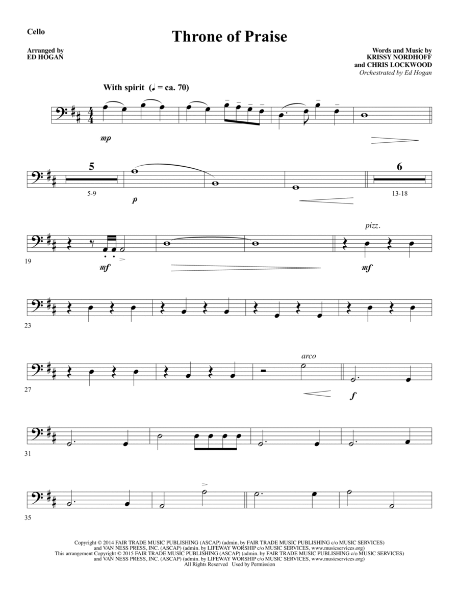 Throne of Praise - Cello Throne of Praise - Cello Choir scores gallery preview page 1
