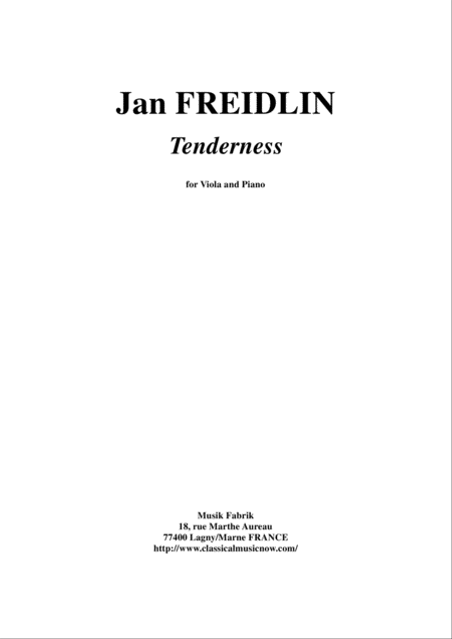 Jan Fredilin: Tenderness for viola and piano Piano scores gallery preview page 1