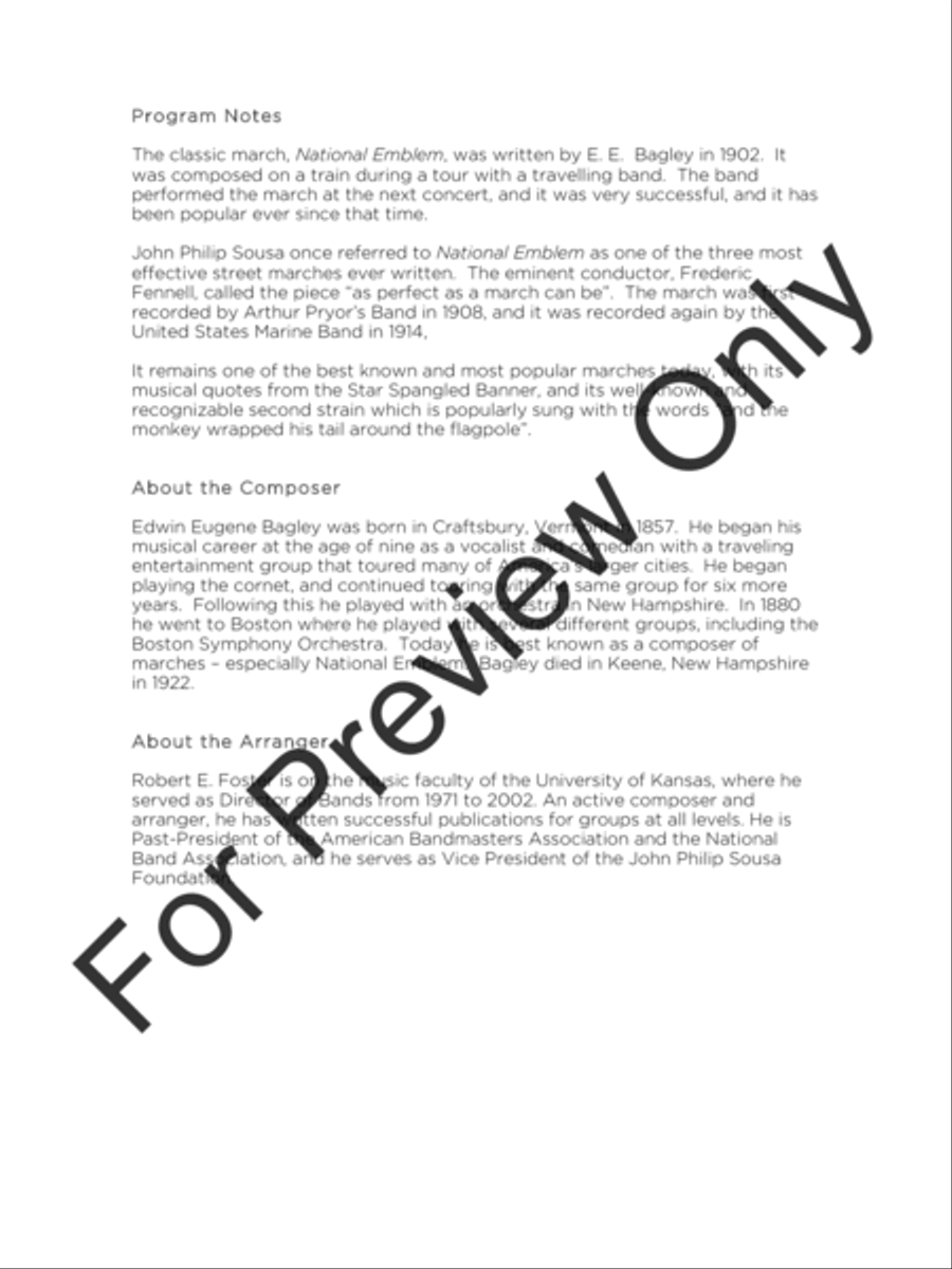 National Emblem March Concert Band scores gallery preview page 3