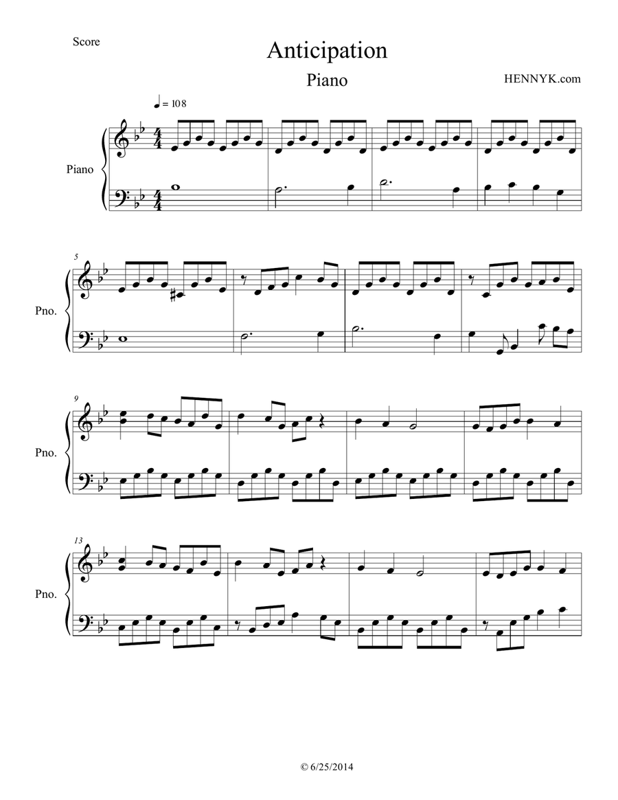 Anticipation - for piano