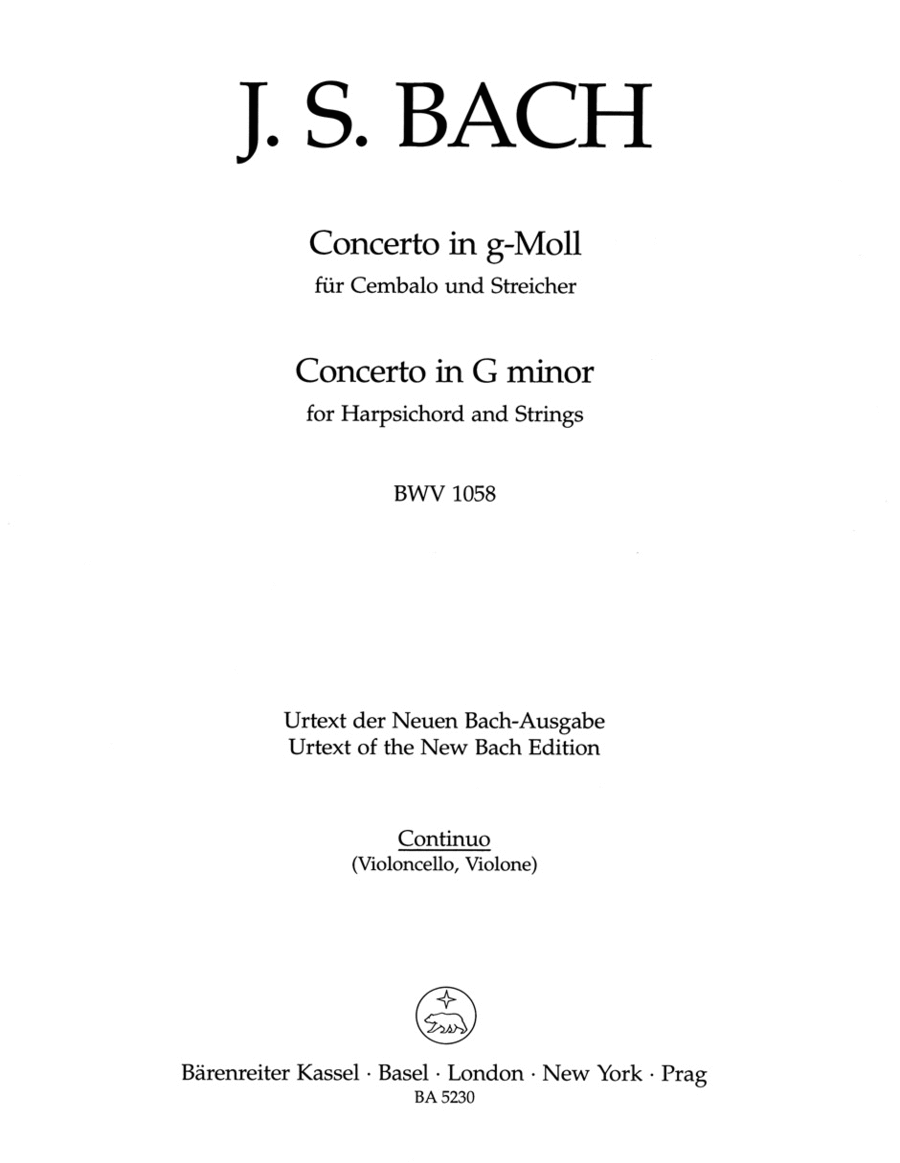 Concerto for Harpsichord and Strings g minor BWV 1058 Double Bass scores gallery preview page 1