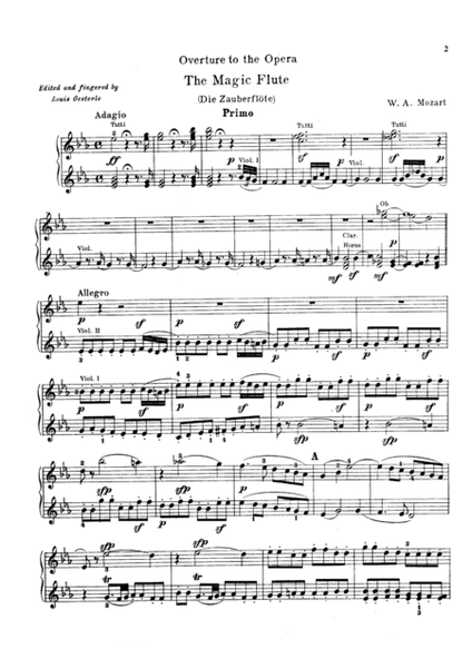 Mozart The Magic Flute                   Overture, for piano duet(1 piano, 4 hands), PM802