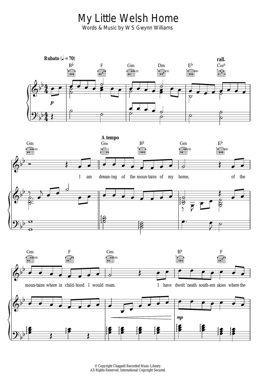 My Little Welsh Home My Little Welsh Home Piano, Vocal scores gallery preview page 1