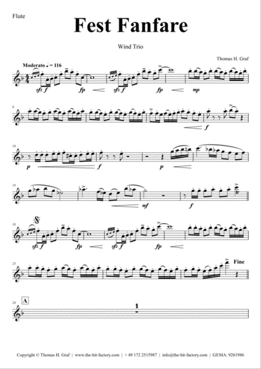 Fest Fanfare - Classical Festive Fanfare - Opener - Wind Trio Woodwind Trio scores gallery preview page 4