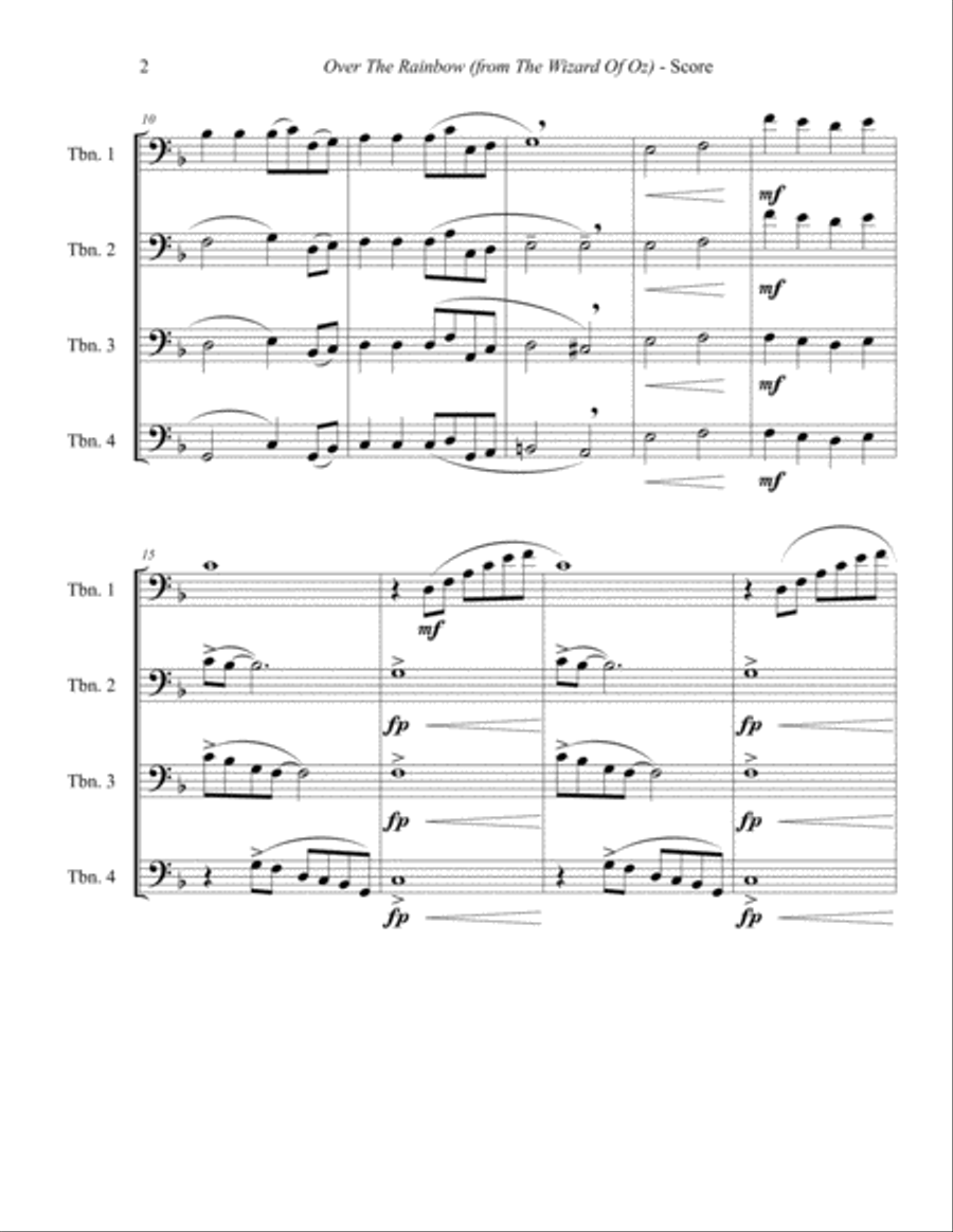 Over The Rainbow (from The Wizard Of Oz) Brass Quartet scores gallery preview page 2