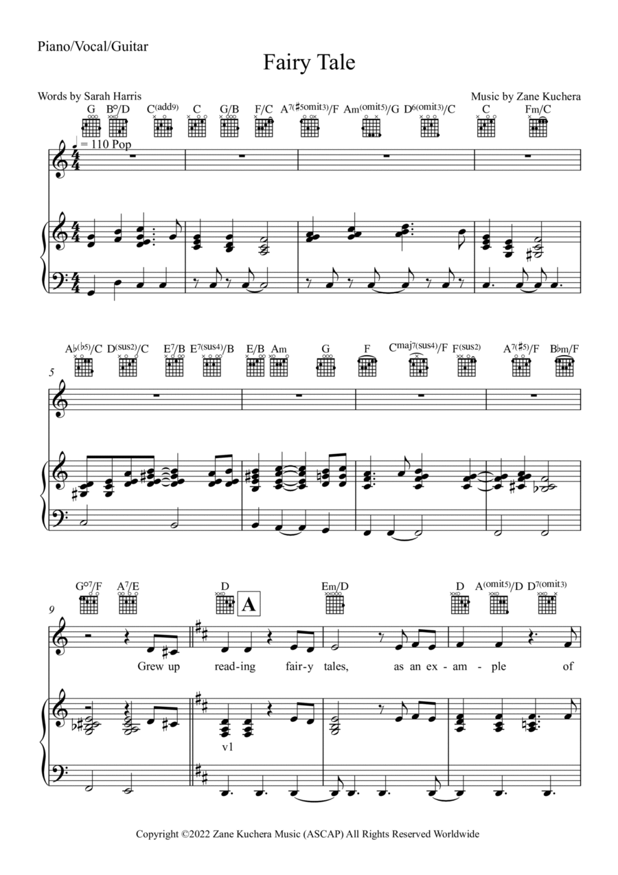 Fairy Tale Piano, Vocal, Guitar scores gallery preview page 1