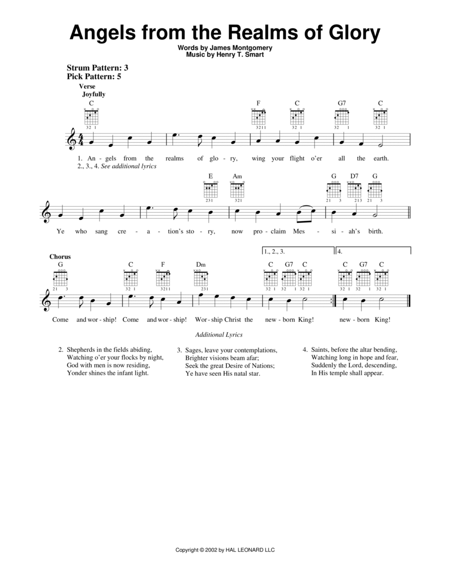 Angels From The Realms Of Glory Easy Guitar scores gallery preview page 1