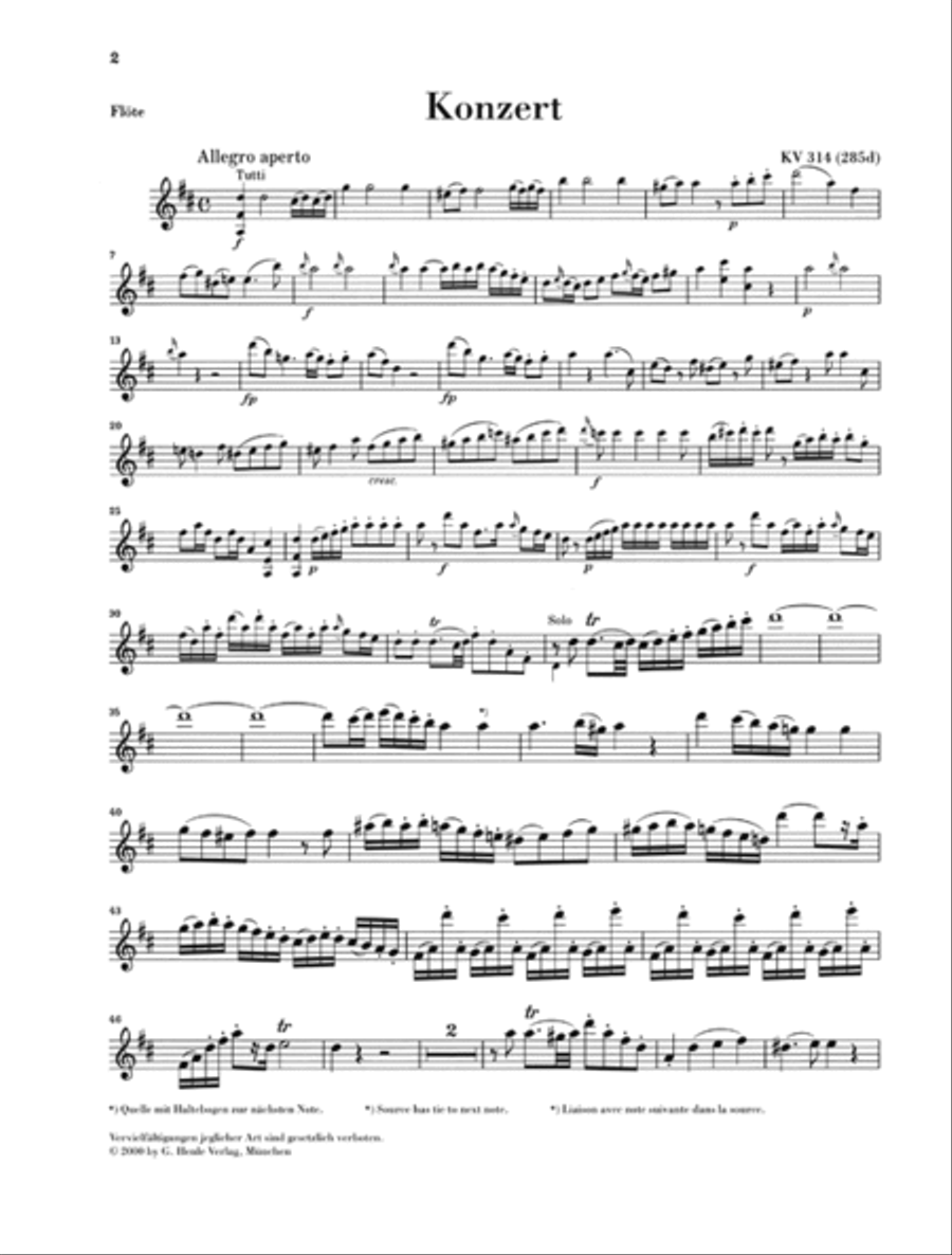 Concerto for Flute and Orchestra D major KV 314 Flute Solo scores gallery preview page 3