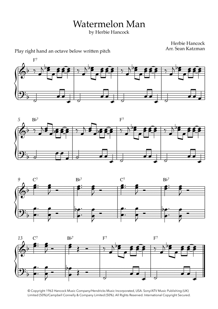 Watermelon Man Watermelon Man Piano Solo scores gallery preview page 1