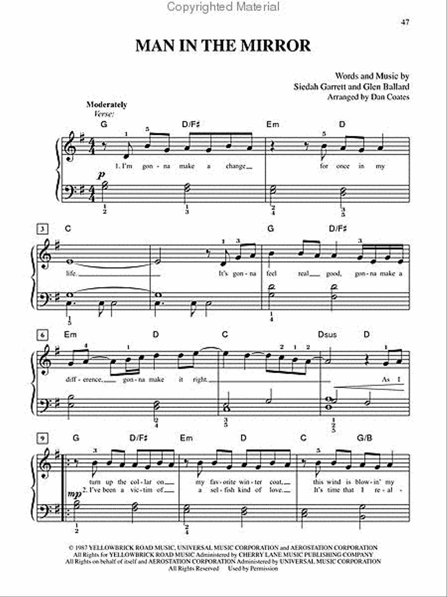 Michael Jackson – Number Ones Easy Piano scores gallery preview page 2