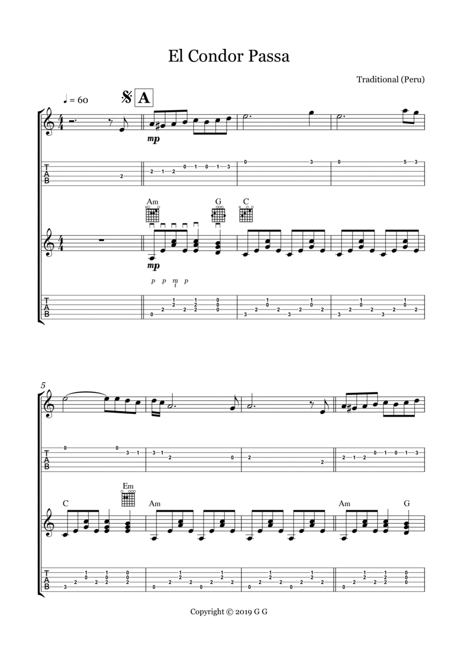 El Condor Pasa Acoustic Guitar scores gallery preview page 1