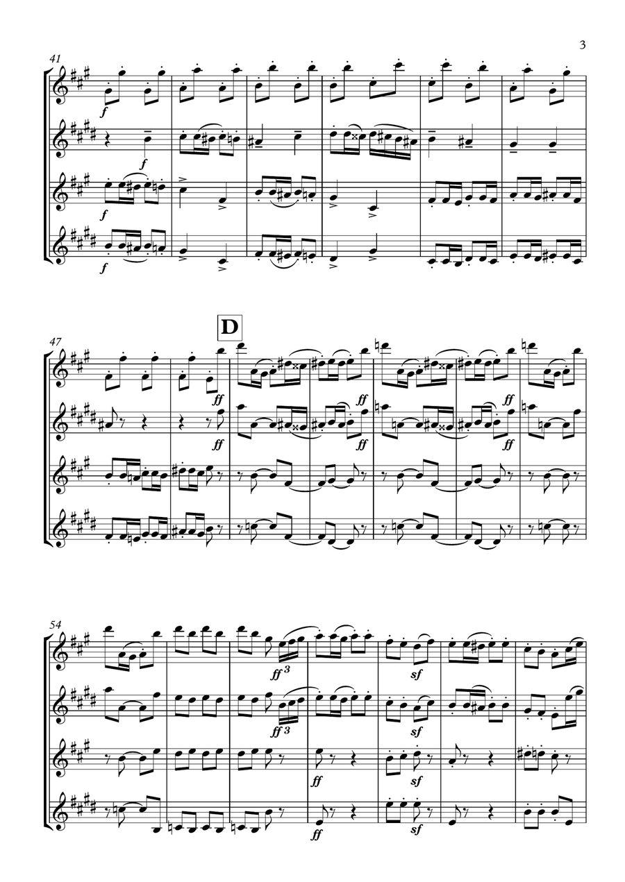 La suite de El cascanueces - 4. Danza rusa (Trepak) Woodwind Quartet scores gallery preview page 3
