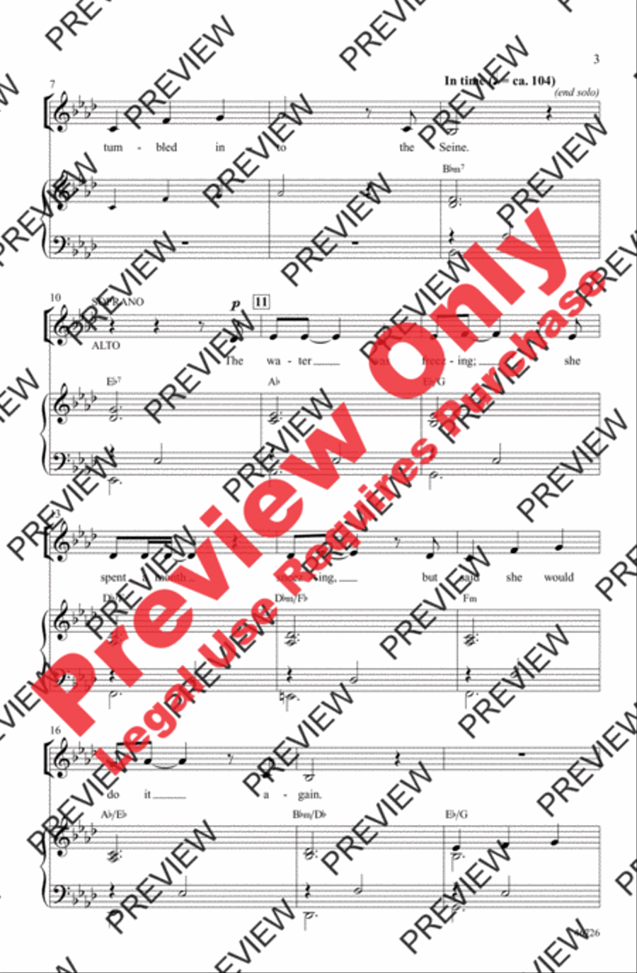Audition (The Fools Who Dream) 3-Part scores gallery preview page 3