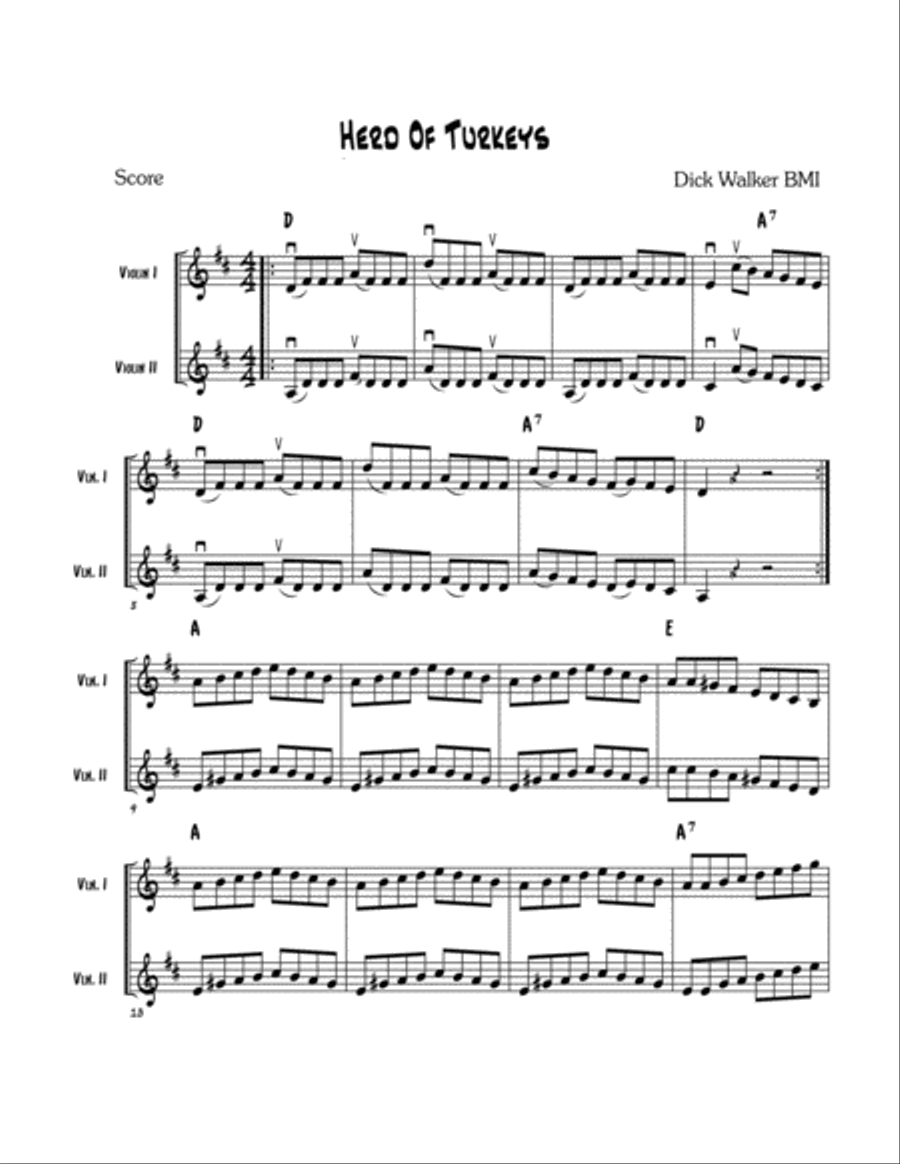 The Turkey Tunes: A humorous collection of nine tunes celebrating the Texas Turkey Set of Parts scores gallery preview page 2
