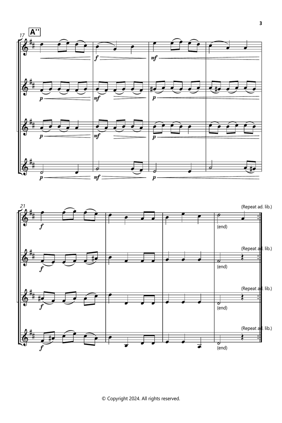 We Wish You A Merry Christmas Clarinet Quartet scores gallery preview page 3