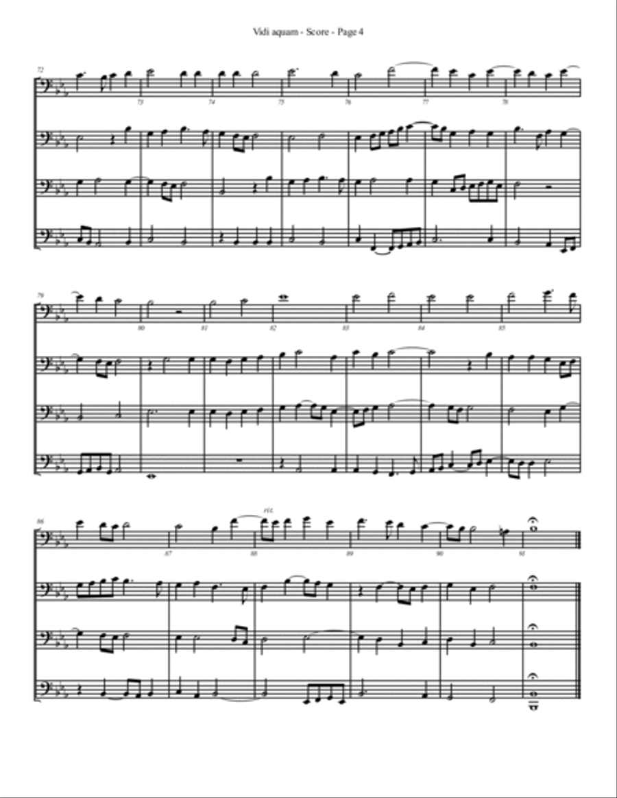 Vidi Aquam for Trombone or Low Brass Quartet Brass Quartet scores gallery preview page 4