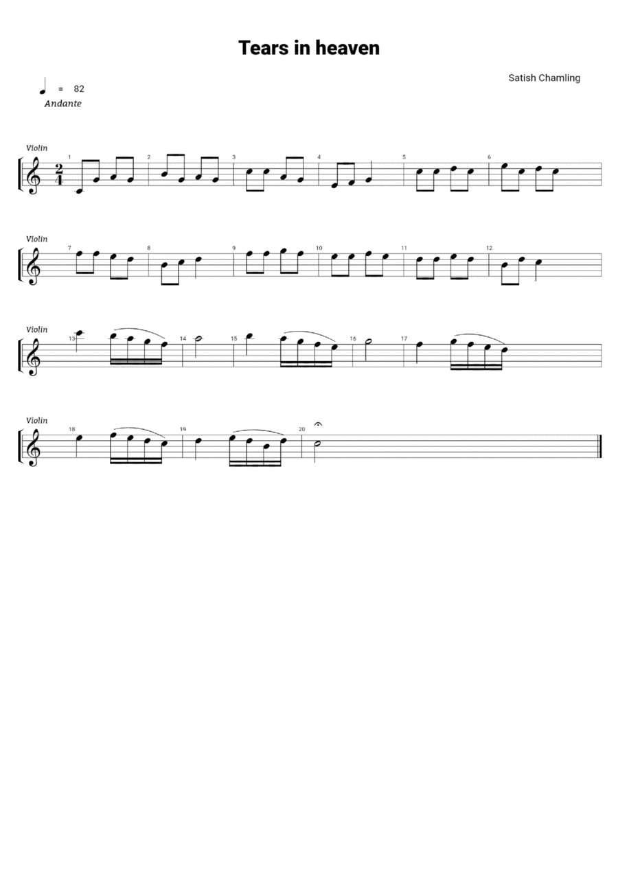 Tears in heaven Piano, Vocal, Guitar scores gallery preview page 1