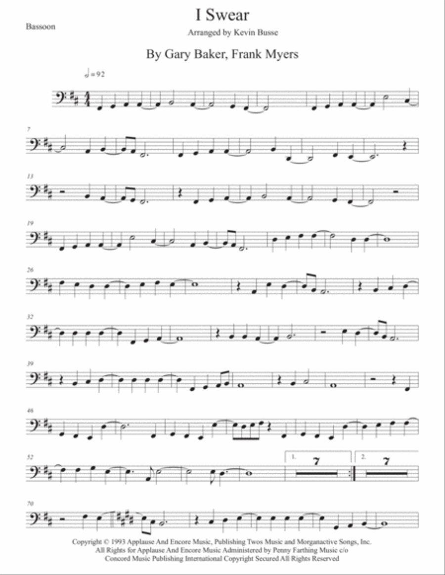 I Swear Bassoon Solo scores gallery preview page 1