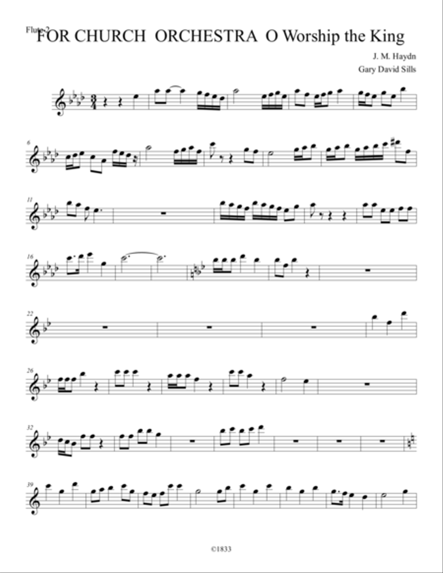 For Church Orchestra O Worship the King Flute 2 Flute Solo scores gallery preview page 1