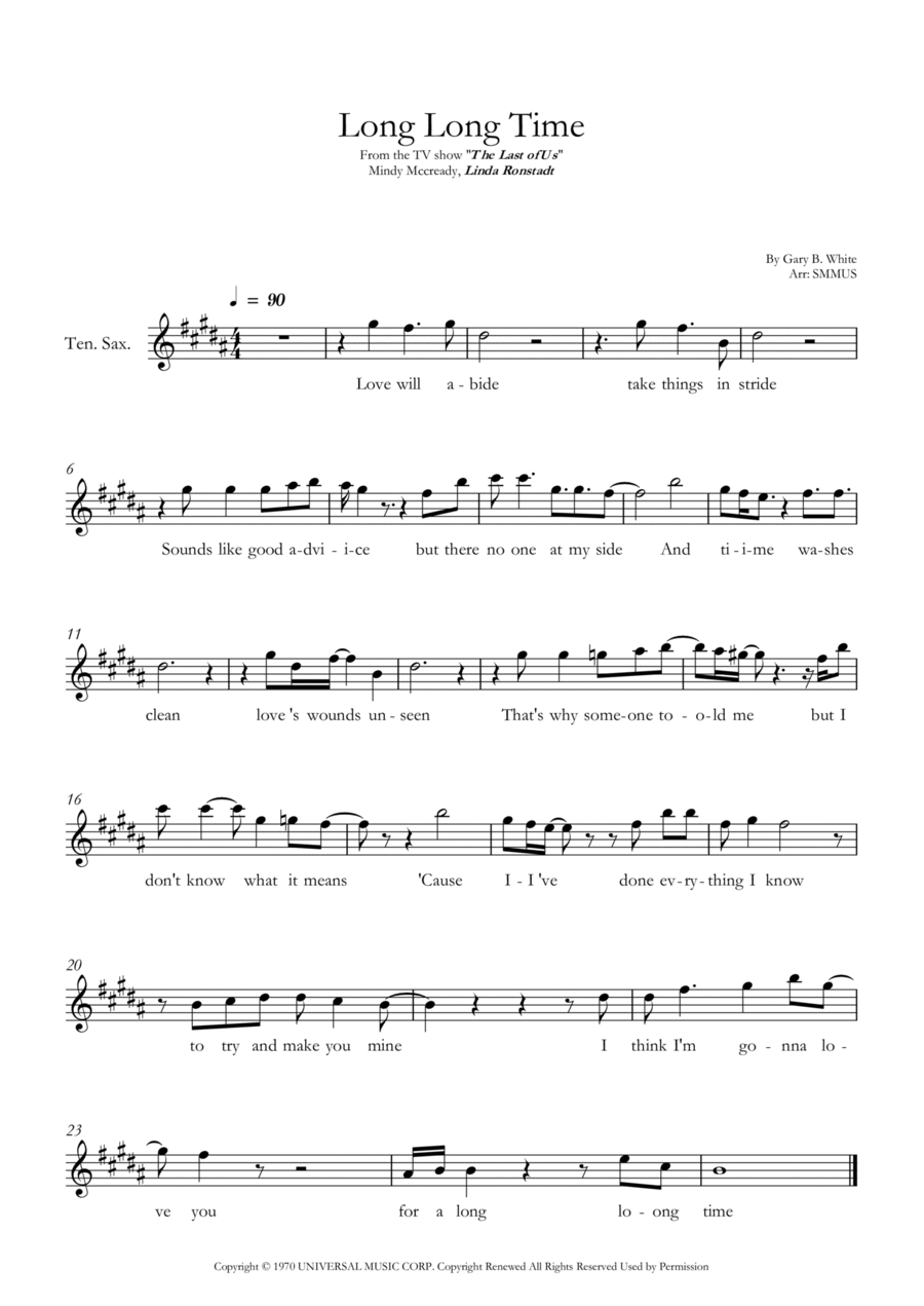 Long Long Time Tenor Saxophone scores gallery preview page 1