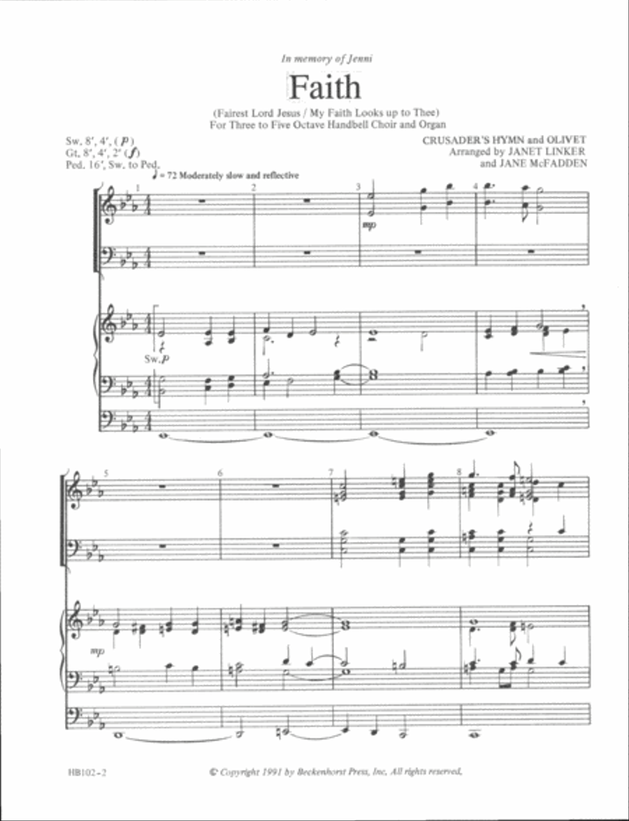 Faith - organ and handbell score Handbell Choir scores gallery preview page 2