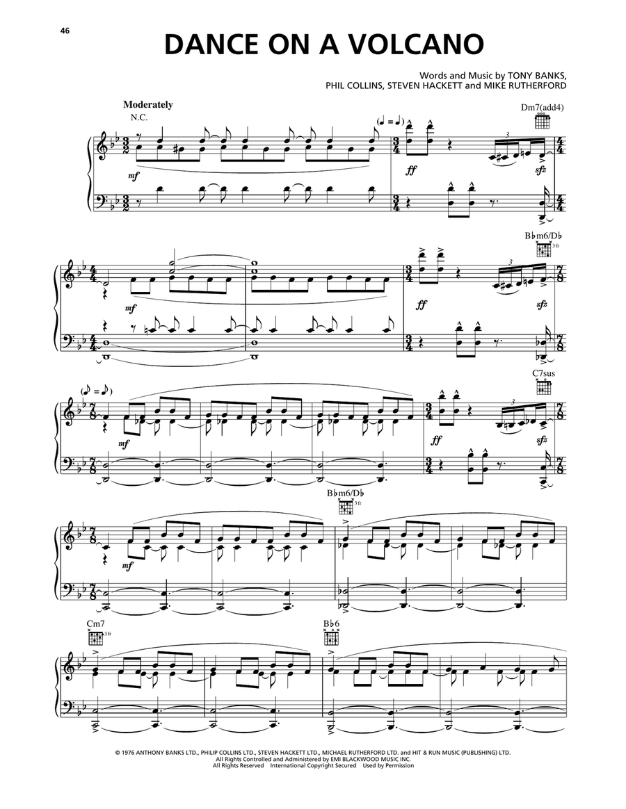 Dance On A Volcano Piano, Vocal, Guitar scores gallery preview page 1