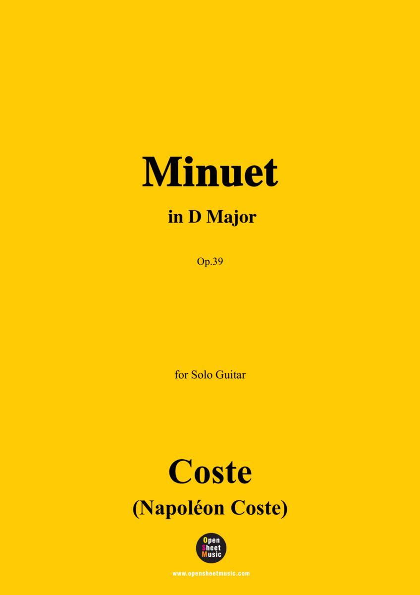 Coste-Minuet,in D Major,Op.39,for Guitar image number null