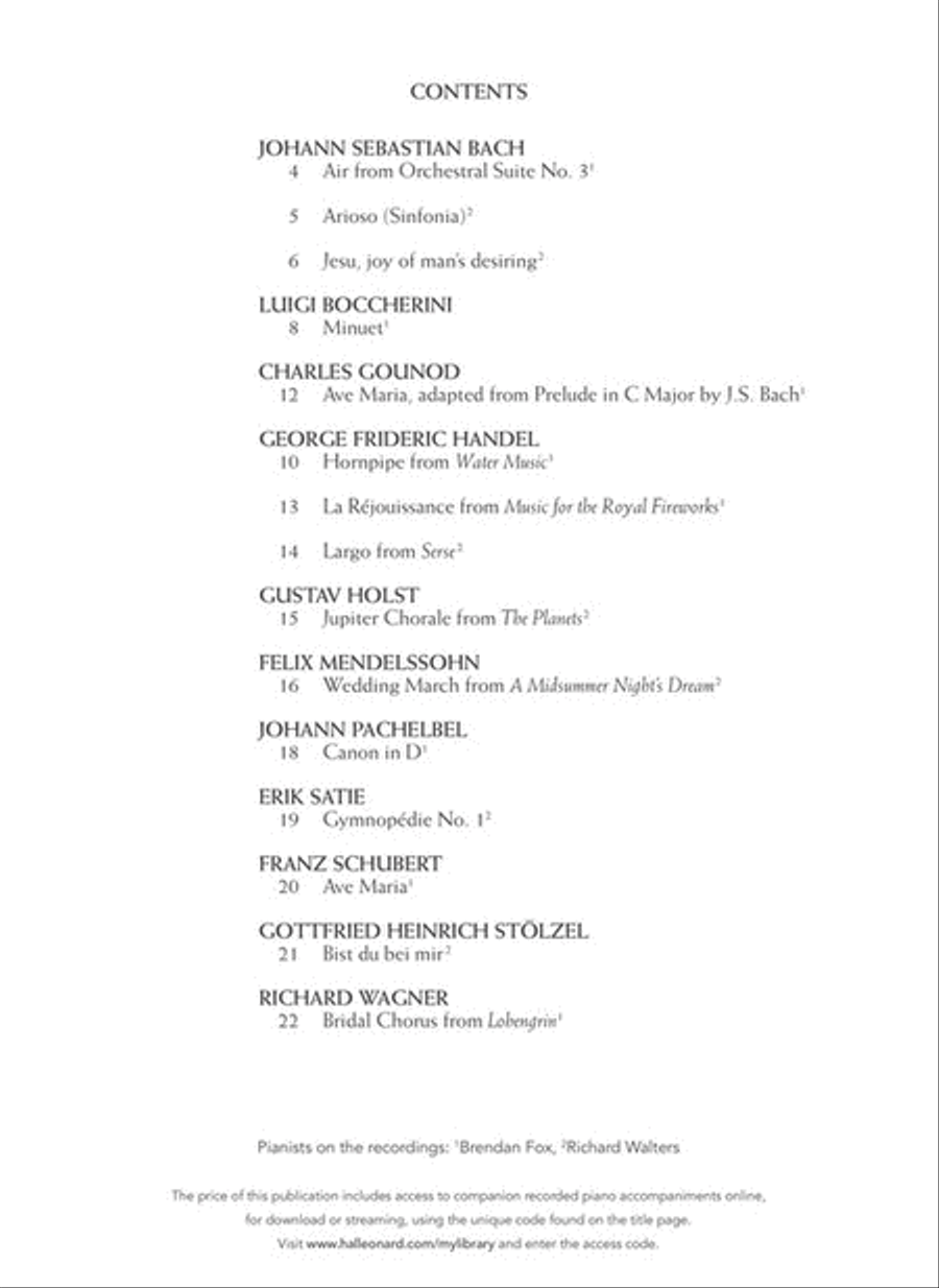 Wedding Music for Classical Players – Cello and Piano Piano Accompaniment scores gallery preview page 2