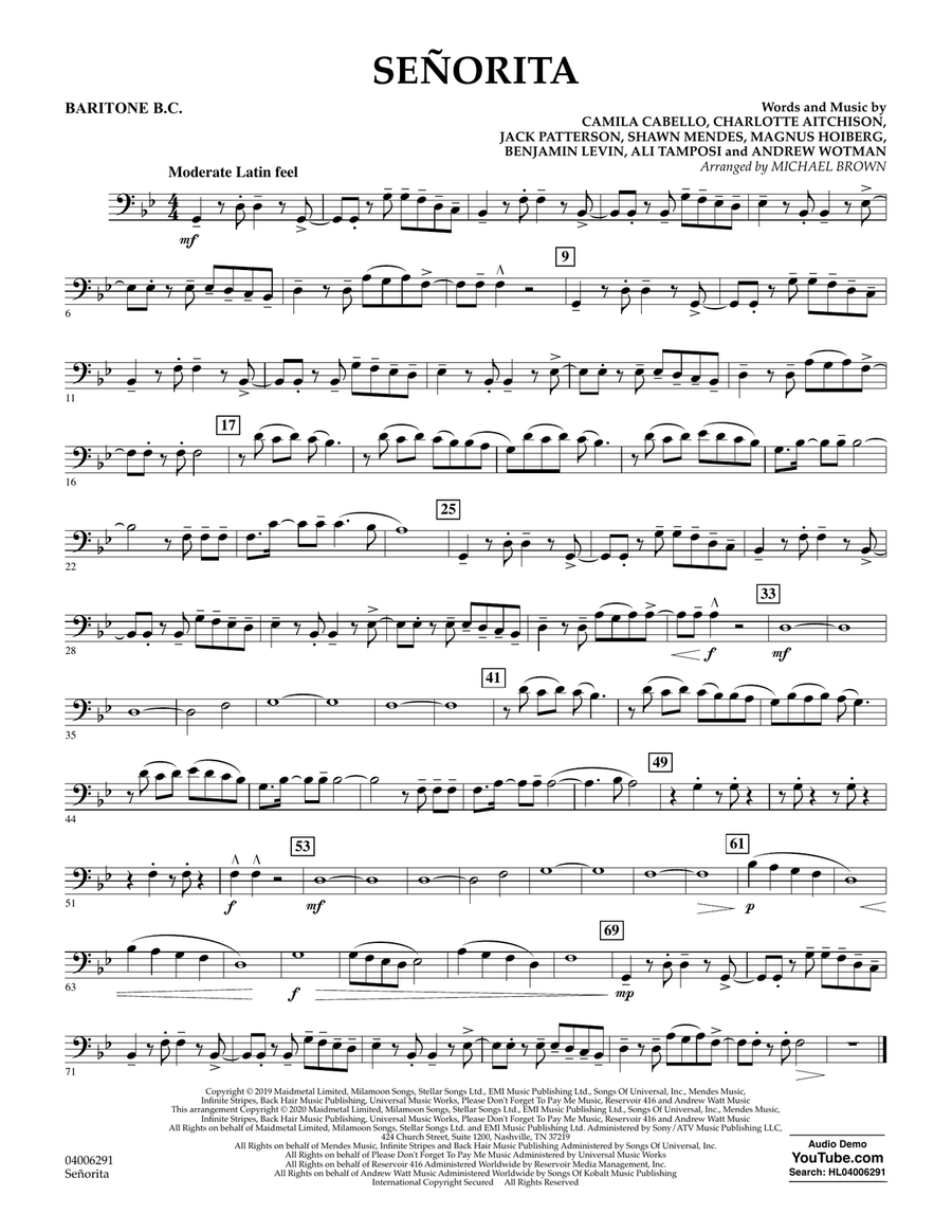 Senorita alto sales sax sheet music