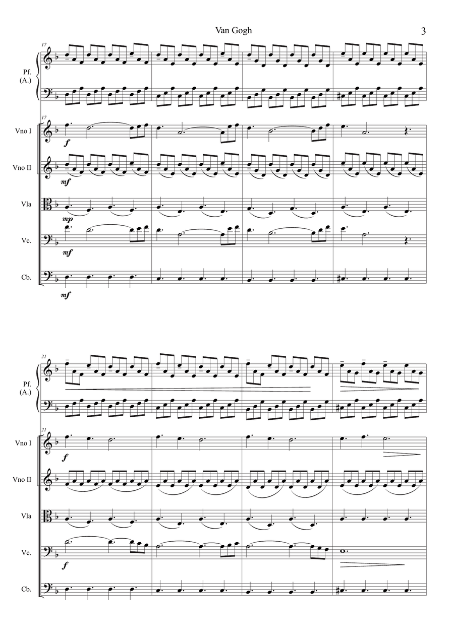 Van Gogh (Piano & String Orchestra) Chamber Music scores gallery preview page 3
