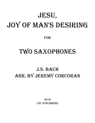Book cover for Jesu, Joy of Man's Desiring for Two Saxophones