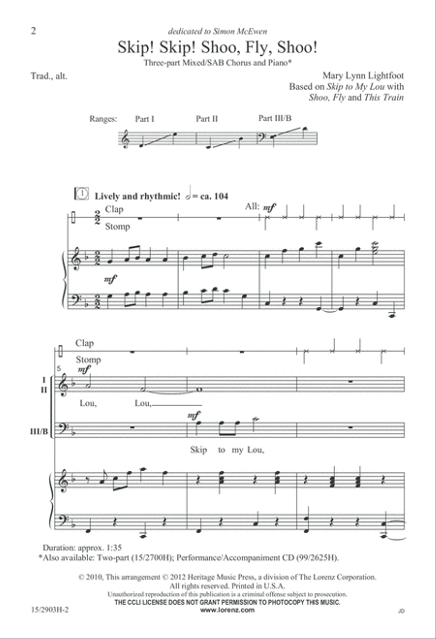 Skip! Skip! Shoo, Fly, Shoo! 3-Part scores gallery preview page 3
