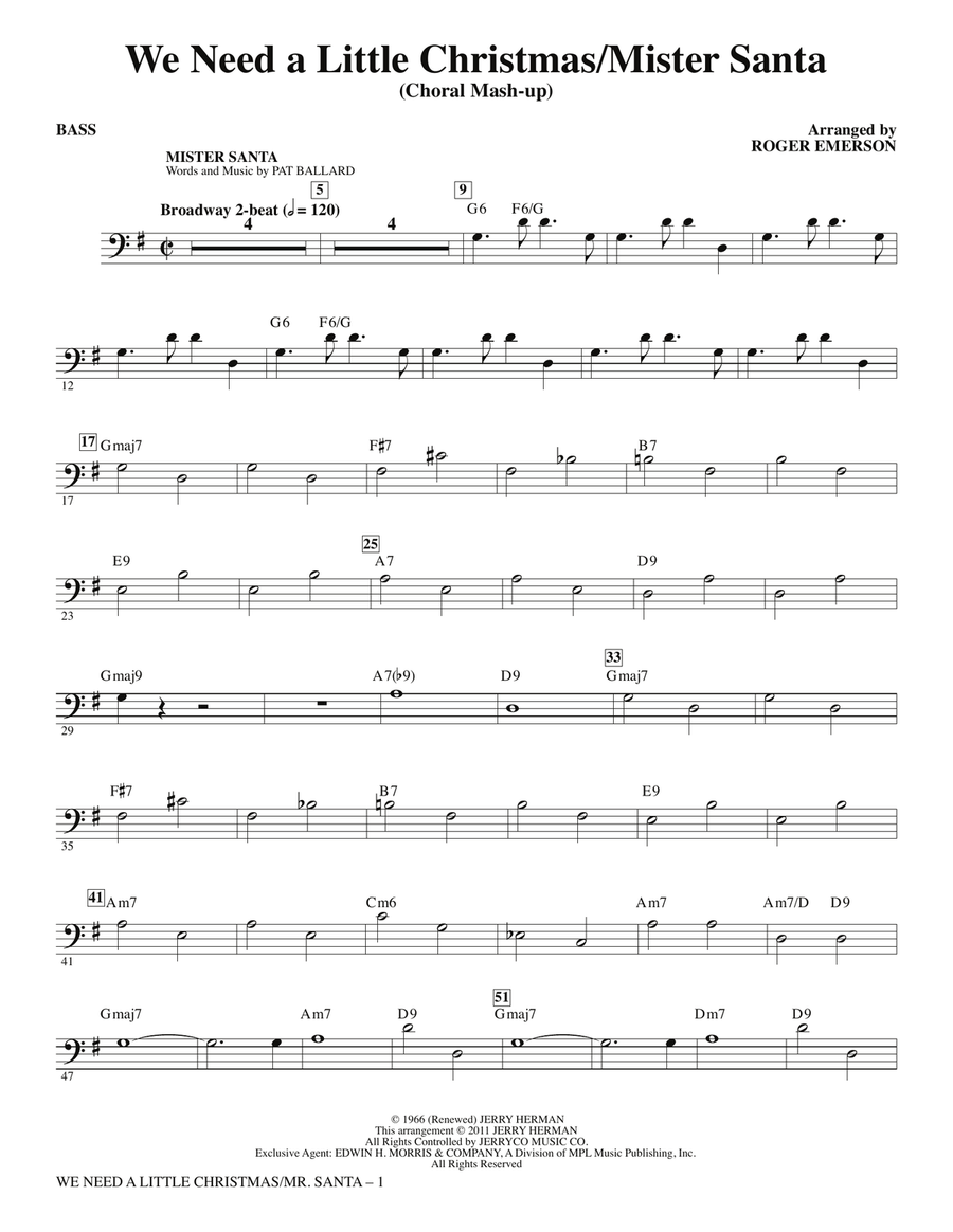 We Need a Little Christmas / Mister Santa - Bass Choir scores gallery preview page 1