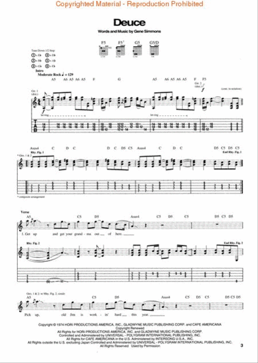 Kiss – Alive! Electric Guitar scores gallery preview page 2