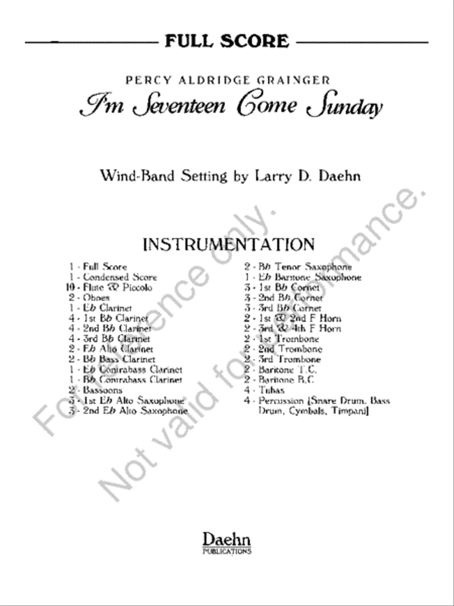 I'm Seventeen Come Sunday Concert Band scores gallery preview page 2