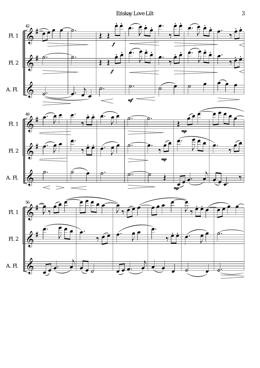 Eriskay love lilt (Vair Mio) for flute trio Flute Trio scores gallery preview page 3