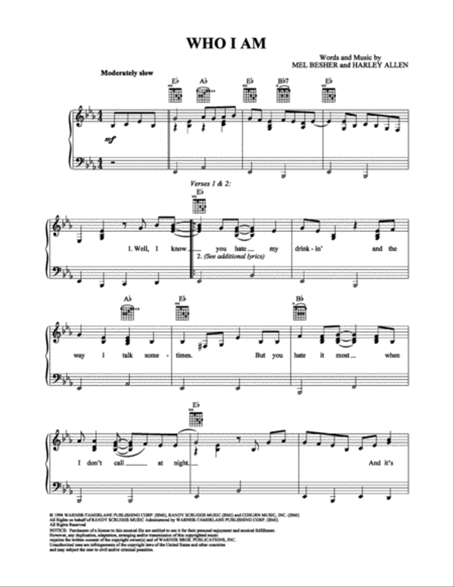 Who I Am Who I Am Piano, Vocal, Guitar scores gallery preview page 1