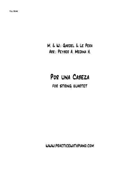 Por Una Cabeza - Tango - For String Quartet image number null