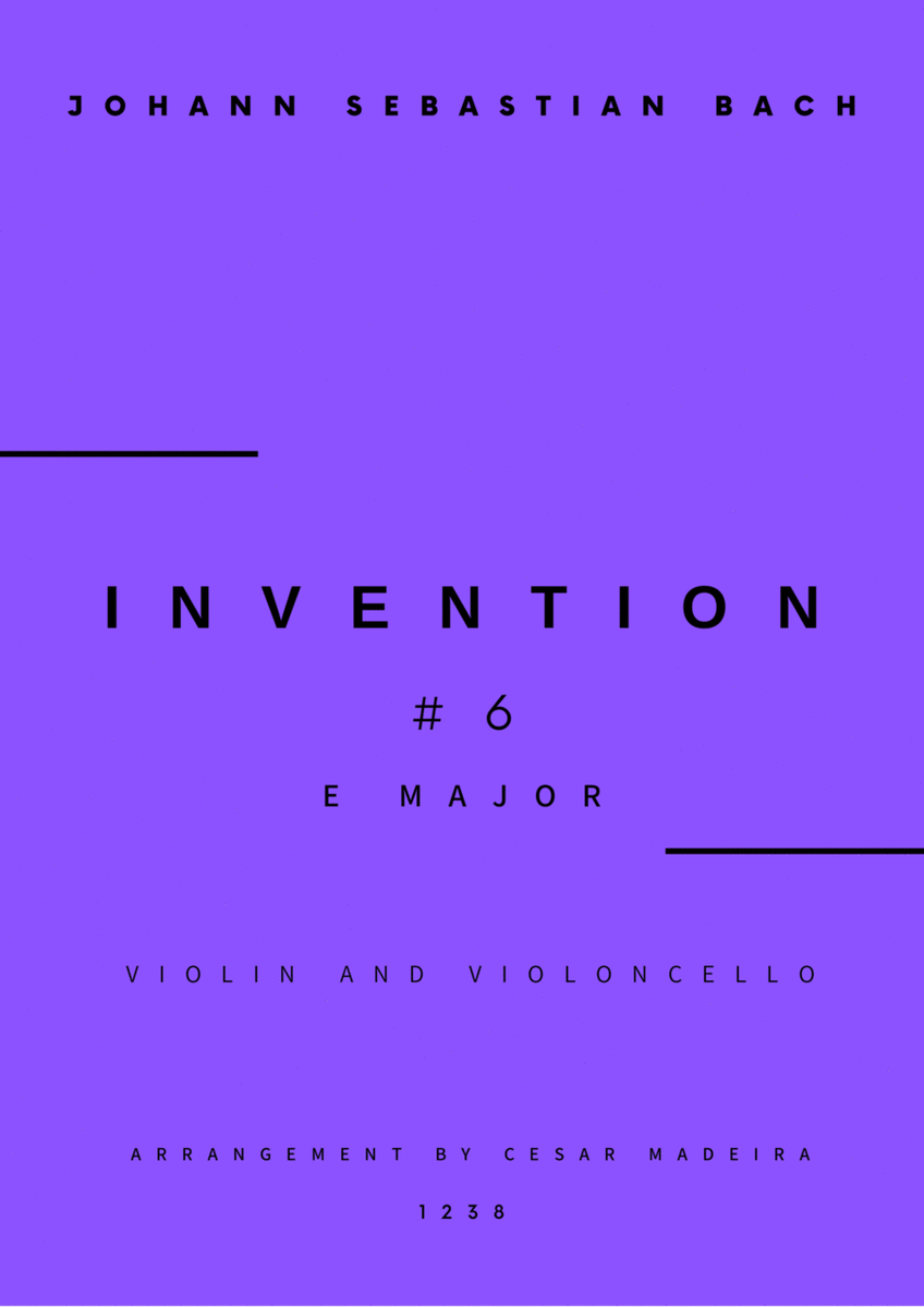 Invention No.6 in E Major - Violin and Cello (Full Score and Parts) image number null