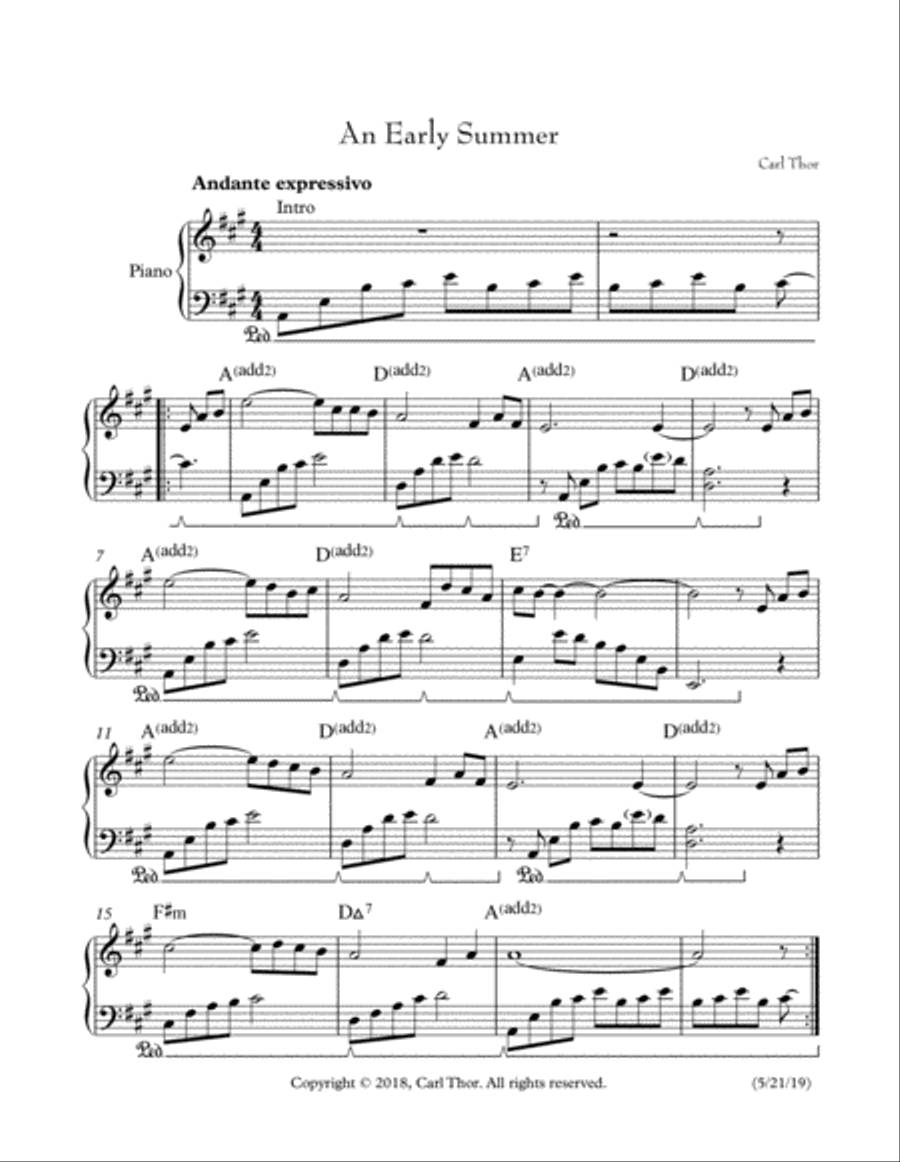 An Early Summer Piano Solo scores gallery preview page 1