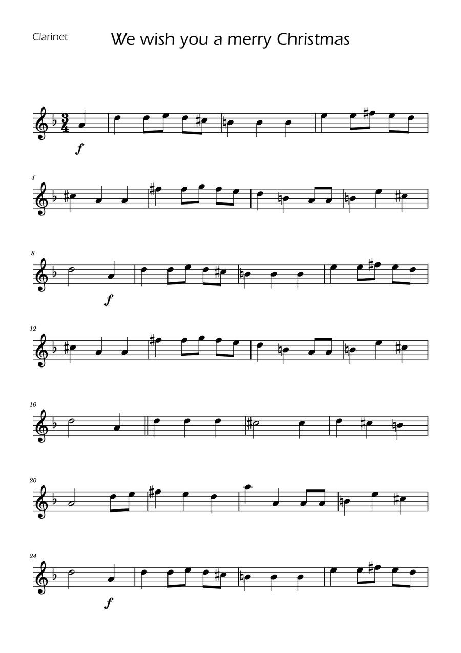 We Wish You a Merry Christmas - Clarinet Solo