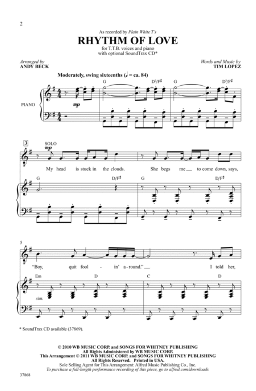 Rhythm of Love Rhythm of Love Choir scores gallery preview page 1