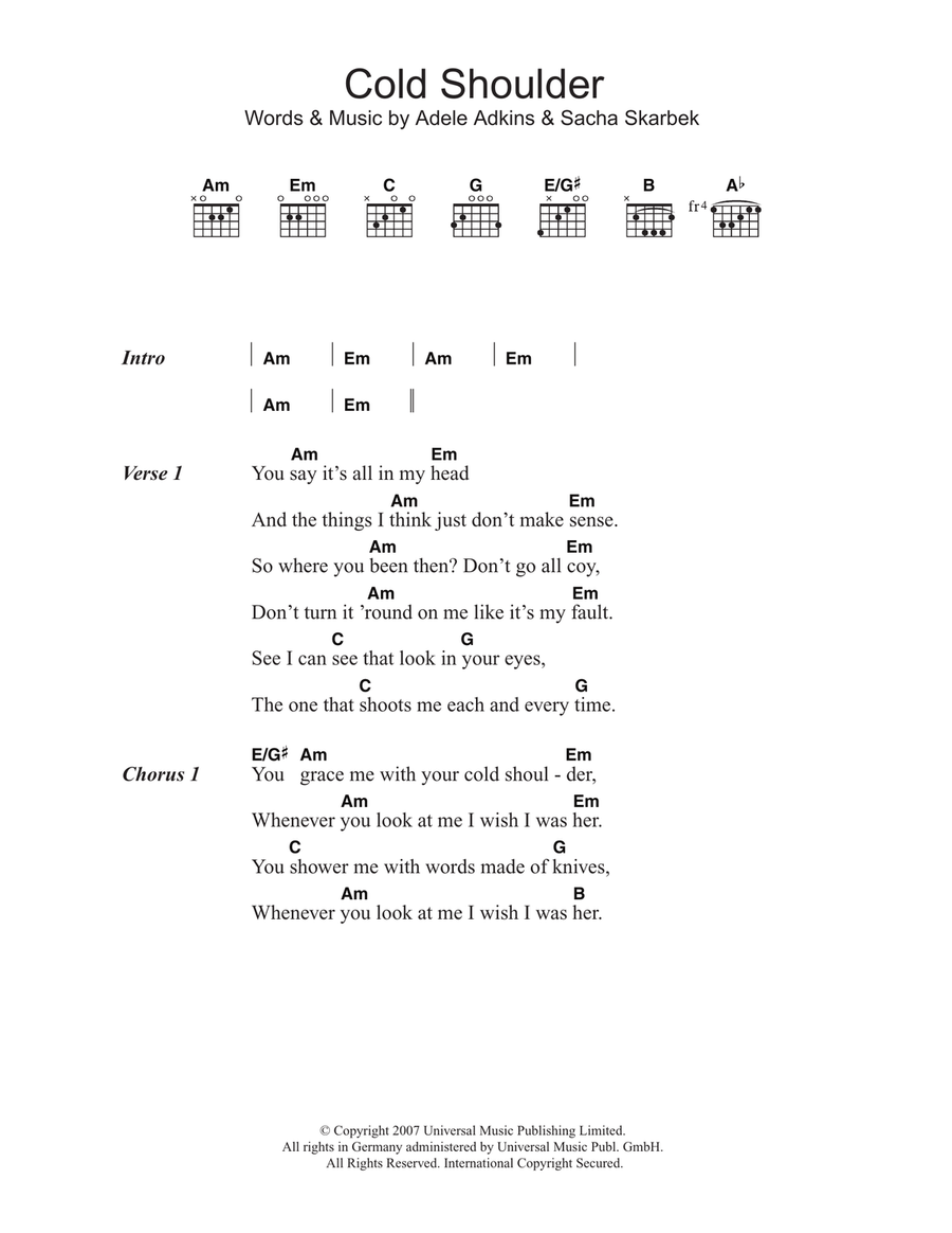 Cold Shoulder Acoustic Guitar scores gallery preview page 1