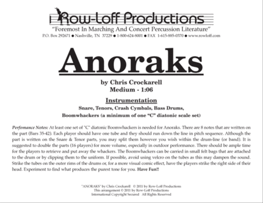 Anoraks w/Tutor Tracks Anoraks w/Tutor Tracks Percussion Ensemble scores gallery preview page 2