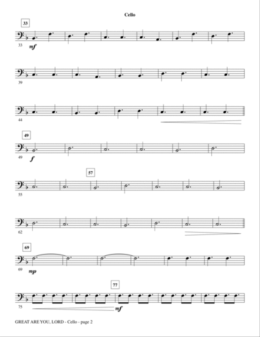 Great Are You Lord (with How Great Thou Art) - Cello Choir scores gallery preview page 2